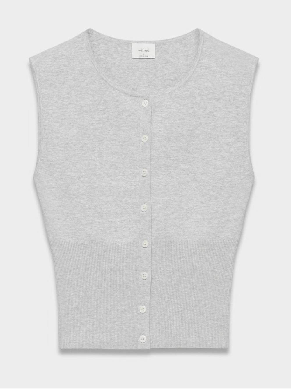 Wilfred Light Gray Sleeveless Button-Front Crop Knit Top - Size Medium